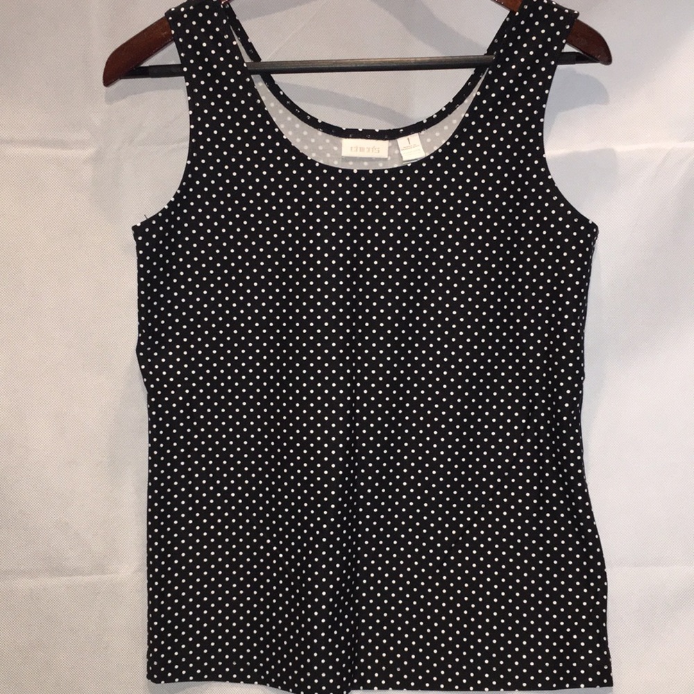 Chico’s Black And White Polka Fit Tank Top Blouse | Size 1